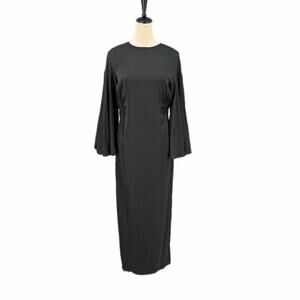 Parfois NEW M/L Black Open Back Tie Witchcore Whimsy Goth Chic Simple Maxi Dress